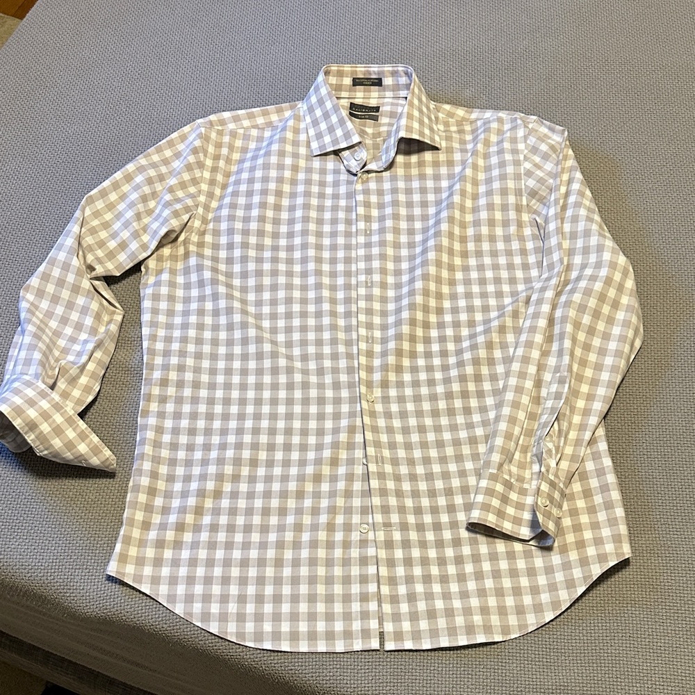 C2 by Calibrate Gray and White Checkered Shirt